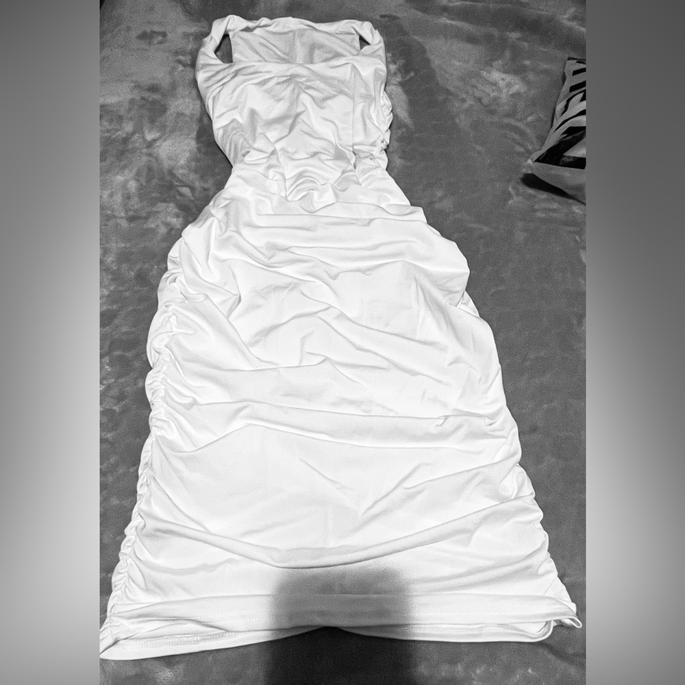 SHEIN White Ruched Wedding Dress